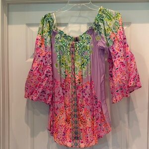 NWOT Off the Shoulder Nevie Top by Lilly Pulitzer in Sunshine Vibes Size Large